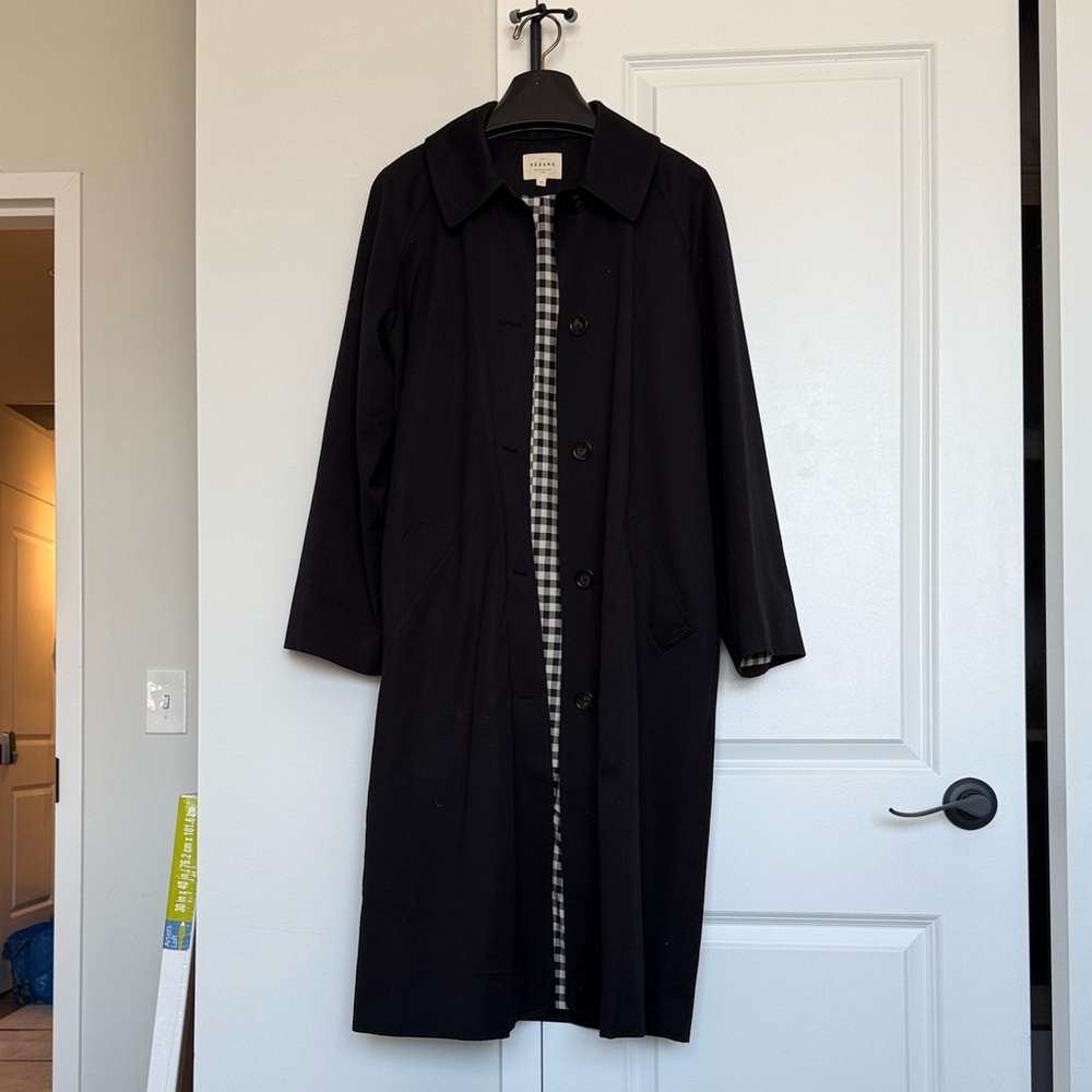Sezane Black Trench coat WORN ONCE